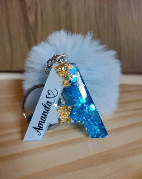 Personalized Resin Alphabet Keychain