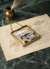 Vintage Golden Glass Brass Frame - 3x3 Inches