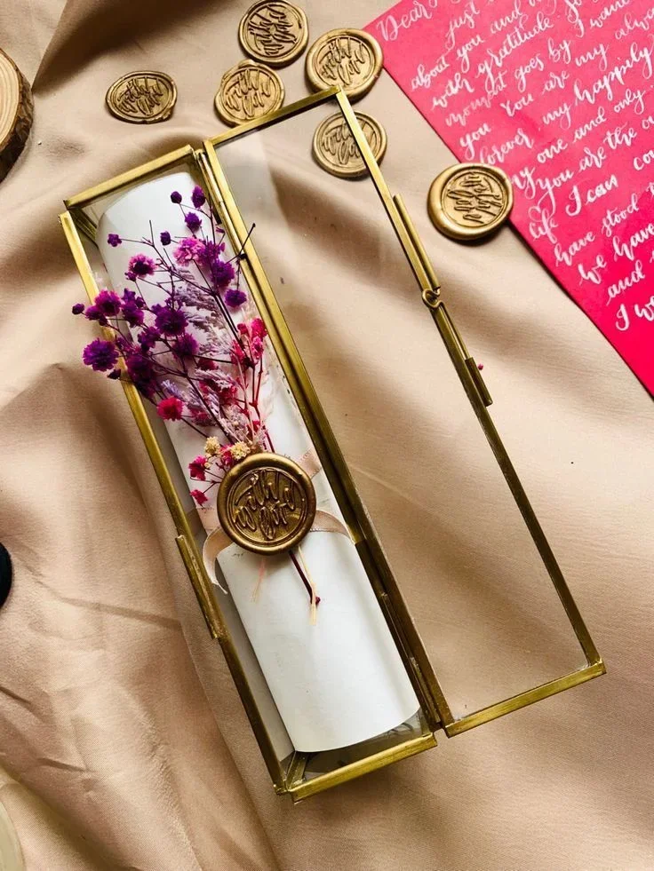 Vintage Glass Scroll Letter  Box