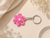 Pink Flower Pipe Cleaner Keychain – Handmade Floral Bag Charm preview