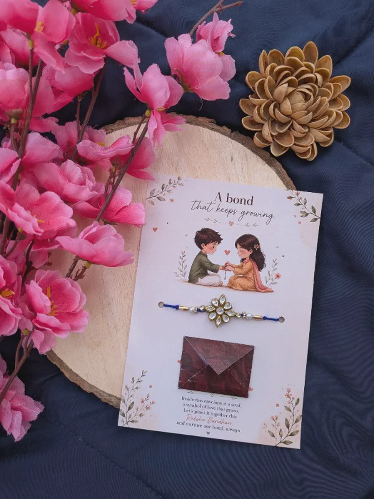 Handcrafted Kundan Rakhi with Plantable Seeds