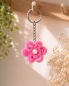 Pink Flower Pipe Cleaner Keychain – Handmade Floral Bag Charm preview