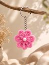 Pink Flower Pipe Cleaner Keychain – Handmade Floral Bag Charm preview